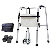 FLYSXP Elderly Walker Lightweight Folding Walker Pulley + with Seat + Bath Board Auxiliary Walker Wheelchair (Size : Without Pulley)