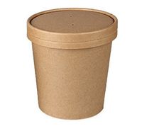 SAFEPRO 16 Oz. Kraft Paper Soup Cup with Vented Paper Lid, Catering Take Out Hot and Cold Deli Food Containers with Matching Covers (100)