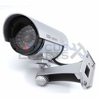 Fashion Bullet IR Dummy Fake Security CCTV Surveillance Camera LED Sensor Light Sliver