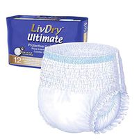 LivDry Adult XL Incontinence Underwear, Ultimate Comfort Absorbency, Leak Protection, X-Large, 12-Pack