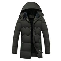 Alvinm Men's Jacket Casual Winter Solid Warm Zipper Long Sleeve Hooded Jacket Coat Outwear Tops Army Green