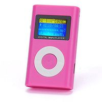 GXOK USB Mini MP3 Player LCD Screen Support 32GB Micro SD TF Card (Hot Pink)
