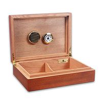 Cigar Humidor Desktop Cigar Box, Cuban Solid Wood Cigarette Case with Hygrometer and Humidifier Cedar Wood Travel Portable, Cigar Cabinet Large Capacity Can Hold 25 Cigars, Creative Men's Gift Box Woo