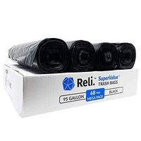 Reli. SuperValue 95 Gallon Trash Bags (68 Count, Bulk) Large 95 Gal - 96 Gallon Trash Can Liner for Toter, Heavy Duty Large Garbage Bags (95 Gallon Garbage Can Liners, 95 Gal - 100 Gal Capacity)