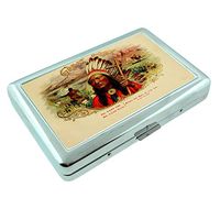 Vintage Cigar Box Poster S2 Silver Cigarette Case Metal Wallet Id Holder King & 100's 4" X 2.75" RFID Protection