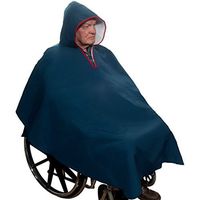 Warm Wheelchair Winter Poncho with Sherpa-Like Lining (Navy Blue)