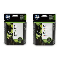 HP 61 Black and Tri-color Ink Cartridges (CZ073FN, CZ074FN) 4 Cartridge Bundle