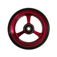 RIANTWHEEL, 4 X 1.0 inch, Solid, PU Wheels, Wheelchair Casters, Aluminum Rim, one Pair (Red)