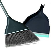 Guay Clean Angled Broom and Dustpan Set Adjustable Handle Home Floor Cleaning (Blue)