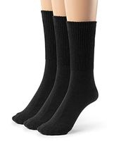 Silky Toes 3 or 6 Pack Men’s Bamboo Diabetic Seamless Soft Non-Binding Crew Socks, Also Available In Plus Sizes (13-15, Black- 3 Pairs)