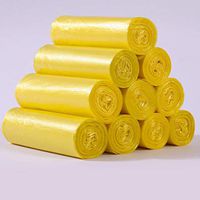 100Pcs/5 Roll Disposable Thick Trash Holder Rubbish Pouch Garbage Bag Home Hotel Kitchen Waste Bin Liners Yellow 100pcs