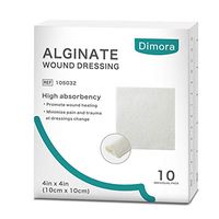Alginate Wound Dressing by Dimora, Soft and Highly Absorbent Dressing, 10 Individual Sterile Pads, 4.25'' x 4.25''