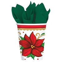 Winter Botanical Christmas Paper Cups for Party, 9 oz, 300 Ct