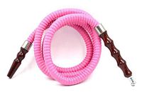 x3 Wooden Handle with Metal Tip Washable Hookah Hose Free Mouth Tips 150cm 60" Pink