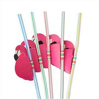 OOCC Color Mixing Flamingo Decor Bendable Platic Straws for Kitchen Picnic Wedding Birthday Hawaii Tropical Theme Party Baby Shower Catering Events (Pack of 50)