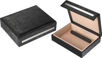 Visol Products VHUD80 Aspen Black Leather Travel Cigar Humidor with Humidifier