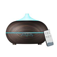 Wooden Aromatherapy Diffuser 550ml Large Capacity Essential Oil Diffuser Electric Ultrasonic Humidifier for Spa and Meditation with Remote Control and US Plug Father's Day Gift(Black)