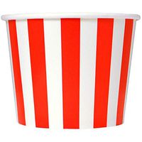 Valentine's Day Red Paper Ice Cream Cups - 16 oz Striped Disposable Bowls - Comes in Many Colors - Frozen Dessert Supplies - 50 Count
