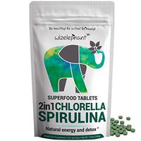 2 in 1 Chlorella & Spirulina Tablets. Non-GMO. Chlorophyll - Vegan Protein - Iron. Broken Cell Wall. 100% Pure. for Natural Energy & Powerful Detox (3.52oz)