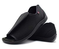 Mei MACLEOD Open Toe Extra Wide Width Diabetic Flat Feet Arthritis Edema Shoes (11.5#Men, Black Mesh)