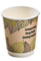 Double Wall Compostable Coffee Cup (Case of 500), PacknWood - Recyclable Disposable Paper Cups for Hot Drinks (8 oz) 210GCDW8