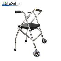 Rolling Walkers Walking aid Medical Lightweight Portable Walker rollator with Wheels and seat Foldable Adjustable Stainless Steel walkeing aid for The Elderly (Color : Silver)