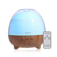 BlueHills Premium Essential Oil Diffuser with Remote Cute Aromatherapy Humidifier Large Capacity Coverage Area for Home Room Office Spa Long 12 hour Run Timer Mood Lights - Wood Grain-S02-600ML