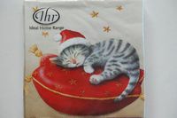 IHR Christmas Traditional English Xmas Paper Table Napkins - Santa Cat Kitten Kitch cute