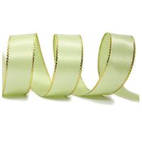 CENFRY Pack of 1pc 100yards Width in 0.9inch DIY Gift Wrapping Satin Gold-Rimmed Webbing Ribbon Party Decoration Wedding Decoration Ribbon (Lime Green)