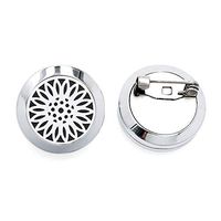 Aromabug Aromapin (Sun Flower) 22mm Personal Aromatherapy Essential Oil Diffuser Stainless Steel Locket Brooch. 6 High Fiber Pads and 3 Essential Oils Included.