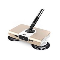 Yougou01 Sweeper, The Art Hand-push Sweeper With Left And Right Balance, Double Brush Double Gather Household Electric Sweeping/Mopping Machine (beige, White) Cleaning is not ashes (Color : Beige)