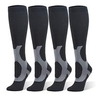 Compression Socks Men Women 20-25mmHg - 4 Pairs for Athletic, Travel, Running, Marathon, Medical, Nurses, Edema, Diabetic