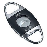 Personalized Visol Cornwall Matte Black and Silver Cigar Cutter with Free Laser Engraving