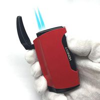 Torch Lighter Cigars Double Jet Flame Lighter with Cigar Punch (Red)