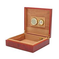 New LUXFO LF1001 Brown Cedar Wood Lined Cigar Humidor With Hygrometer Box