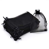 Dealglad 50pcs Drawstring Organza Jewelry Candy Pouch Christmas Wedding Party Favor Gift Bags (4x6", Black)