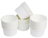 25 Count Disposable Hot and Cold Food Storage Paper Containers, Durable Ice Cream Cups for Frozen Desserts, Hot Soups, or Any Food You Desire (12 Ounce, White)
