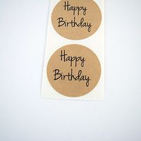 Happy Birthday Stickers, Rustic Kraft Brown Round Labels and Seals for Birthday Party Decoration, Cupcake Toppers, by Once Upon Supplies, 1.5 Inches, 30 Stickers