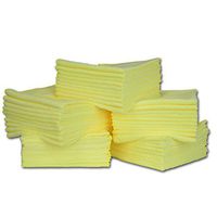 16" x 16" Economy All Purpose Microfiber Towels - 50 Pack | Large | No Fraying | High Density Microfiber | Chemical Free Cleaner | Long-Lasting (Yellow)