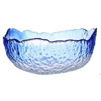 Bowl Bowl Japanese Transparent Glass Bowl Large Salad Bowl Household Fruit Bowl Soup Bowl Blue 20cm 24cm Gift Household tableware, retro bowl (Color : Blue, Size : 20208.6CM)