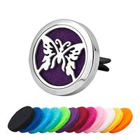 CLY Jewelry 30mm Car Aromatherapy Essential Oil Diffuser Locket Vent Clip Air Freshener Design of Swallowtail Butterfly Be Yourself Every Second with Colorful Refill Pads Ideal Gift for Women Men