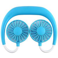 Candora Mini Sports Fan Wearable Portable Rechargeable Neckband (Blue)