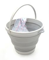 SAMMART Set of 6 Collapsible Plastic Bucket - Foldable Round Tub - Portable Fishing Water Pail - Space Saving Outdoor Waterpot, size 28cm dia (6, Grey)