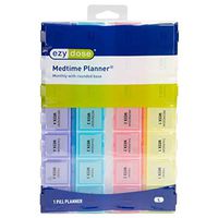 Ezy Dose Medtime (28-Day) Pill, Medicine, Vitamin Organizer Box | Monthly, Daily Planner | Large Compartments | Colored Lids