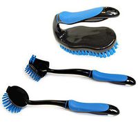 Set of 3 Kitchen Brushes, Dish Brush, Pan Brush, and Scrub Brush with Comfort Grip Handles (BLUE)