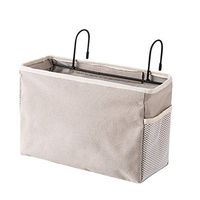 Rocutus 1pcs Bedside Fabric Storage Hanger Dormitory Bed Bedside Shelf Room Bedside Storage Basket Storage Rack (Coffee)