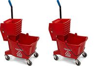 Carlisle 3690805 Commercial Mop Bucket with Side Press Wringer, 26 Quart Capacity, Red (2-(Pack))