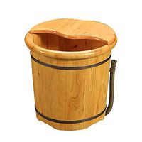 Foot Tub, Cypress Wood Foot Bath Barrel, with lid Foot Spa Wooden Tub, can Massage ，with Universal Wheel