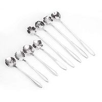 BZCTAH Set of 8(4pcs Long+4pcs Short) Stainless Steel Flower Spoon, Sugar spoon, Coffee, Stirring, Cake, Tea Spoon, Dessert, Ice Cream Spoon, Silver#1