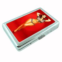 Sexy Pinup Girl Hips Metal Silver Cigarette Case Holder Box